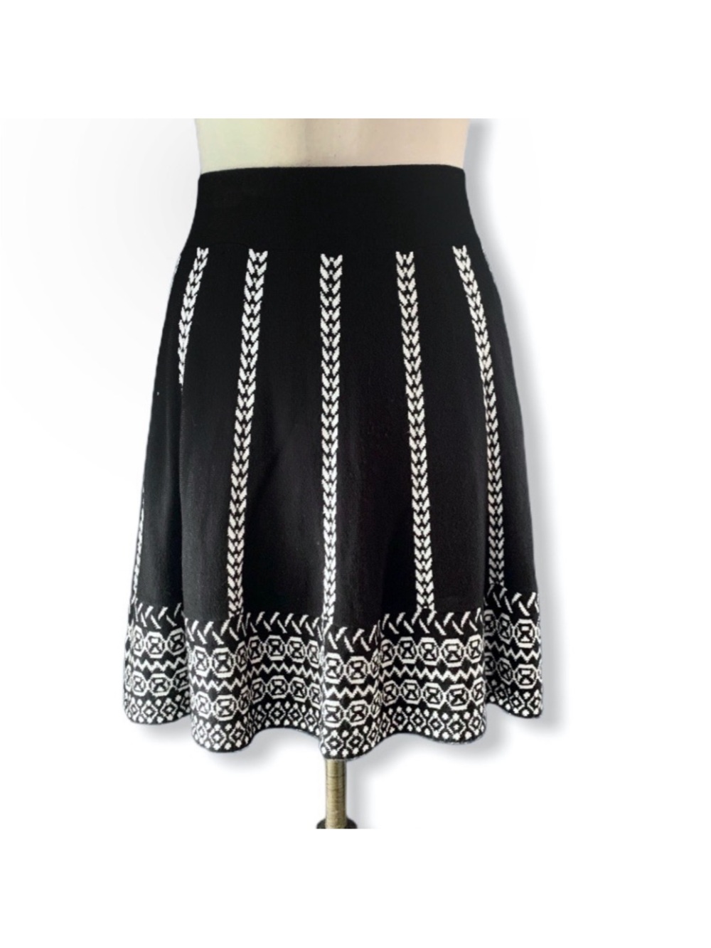 Black & White Patterned Skater Skirt